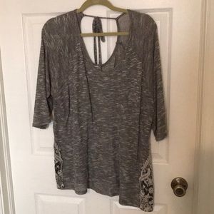 Sheer Sweater with tie back Keyhole